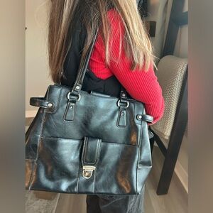 Black Faux Leather Liz Claiborne Shoulder Bag